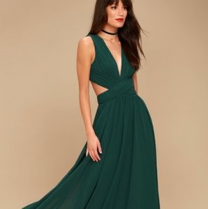 Lulus Vivid Imagination Forest Green Cutout Maxi